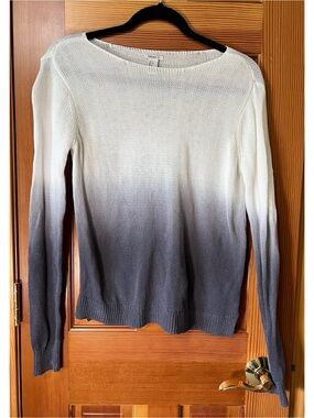 Forever 21 White to Gray Ombre Crewneck Sweater